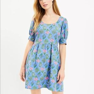 Floral U-Neck Puff Sleeve Dress (size 2)